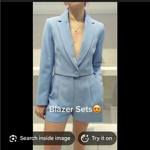 Gianni Bini white Cropped Blazer & High-Waist Shorts Set